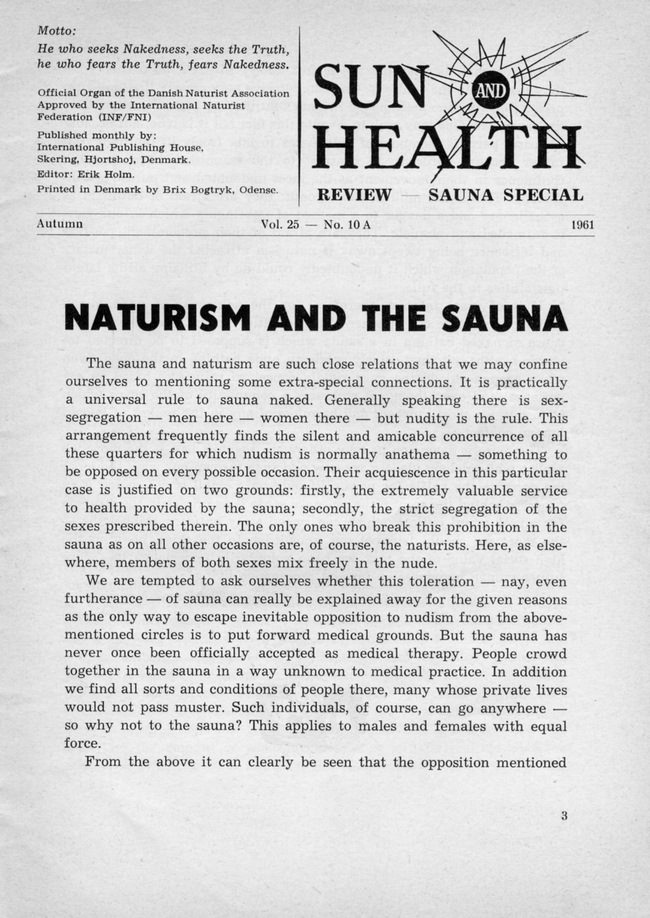 Sun and healt - Sauna - Nudism and finnish bath
